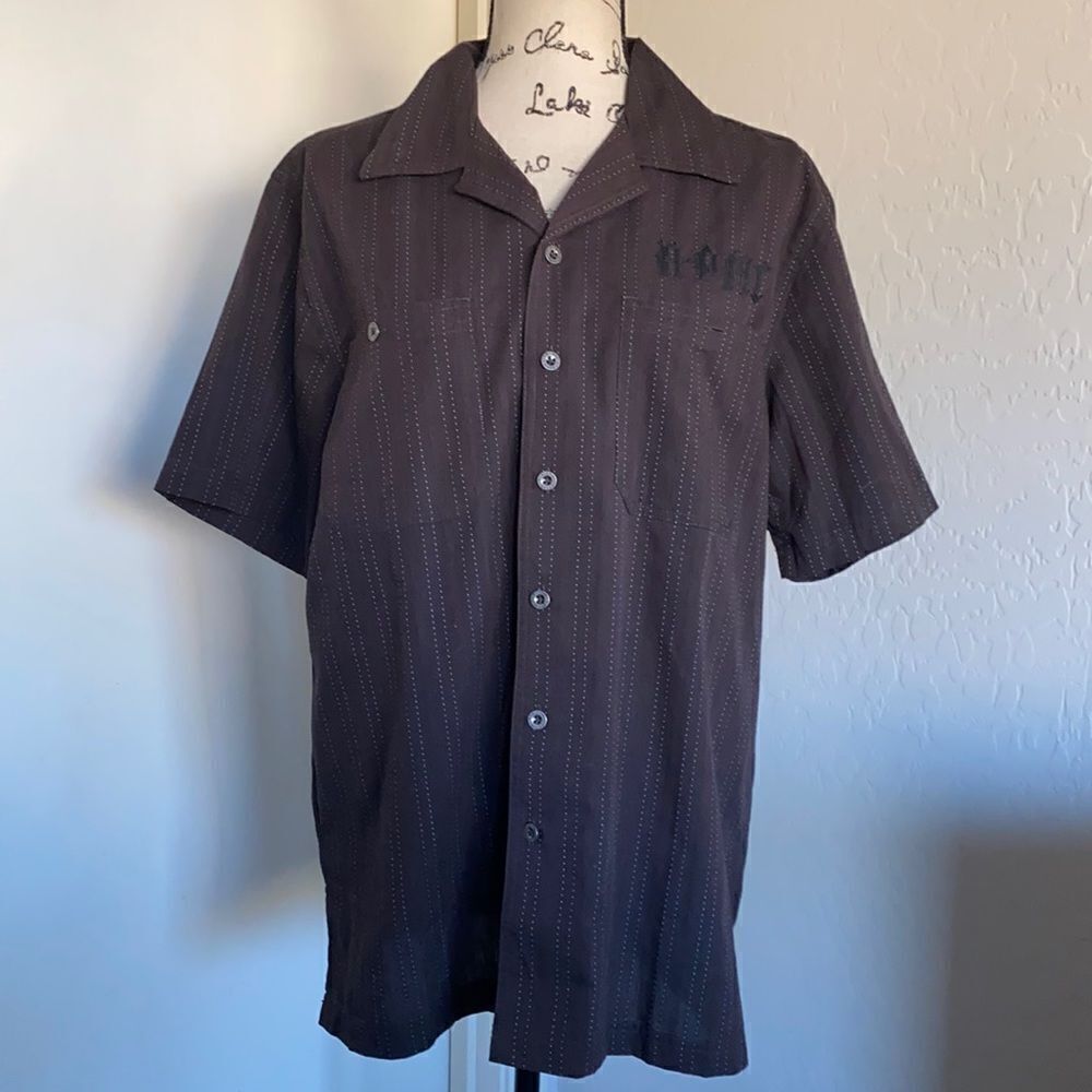 Harley Davidson Brown With Design Button Down Shirt Casual Business Casual